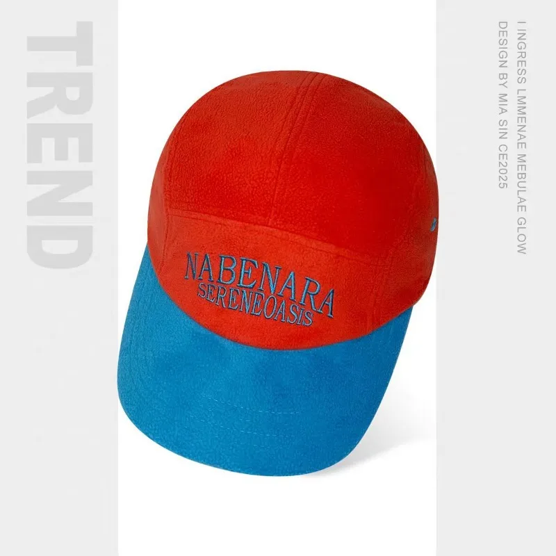 اليابانية المتخصصة المتناقضة خمسة لوحة قبعات البيسبول المطرزة الرجال والنساء الخريف جديد القطبية الصوف الدافئة قبعة مسطحة الحواف #3