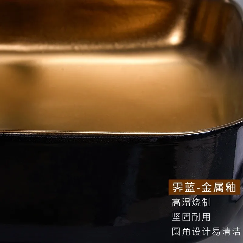 Lavabo de scène d'art carré, lavabo en céramique, lavabo de salle de bain d'hôtel