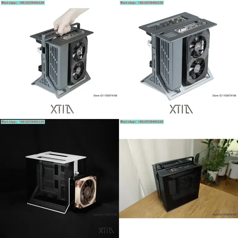 Корпус XTIA ITX open 1U, цельноалюминиевый, вертикальный, портативный, с ручкой, без блока питания.