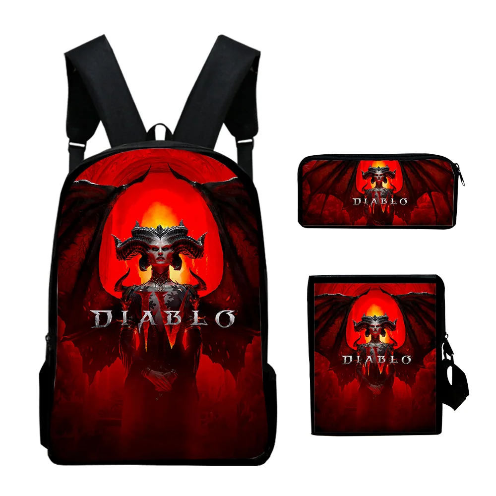 

Diablo IV Lilith Game 2023 New Backpack 3 Pieces Sets Shoulder Bags Unisex Daypack Zipper Bag Unique Pencil Bag