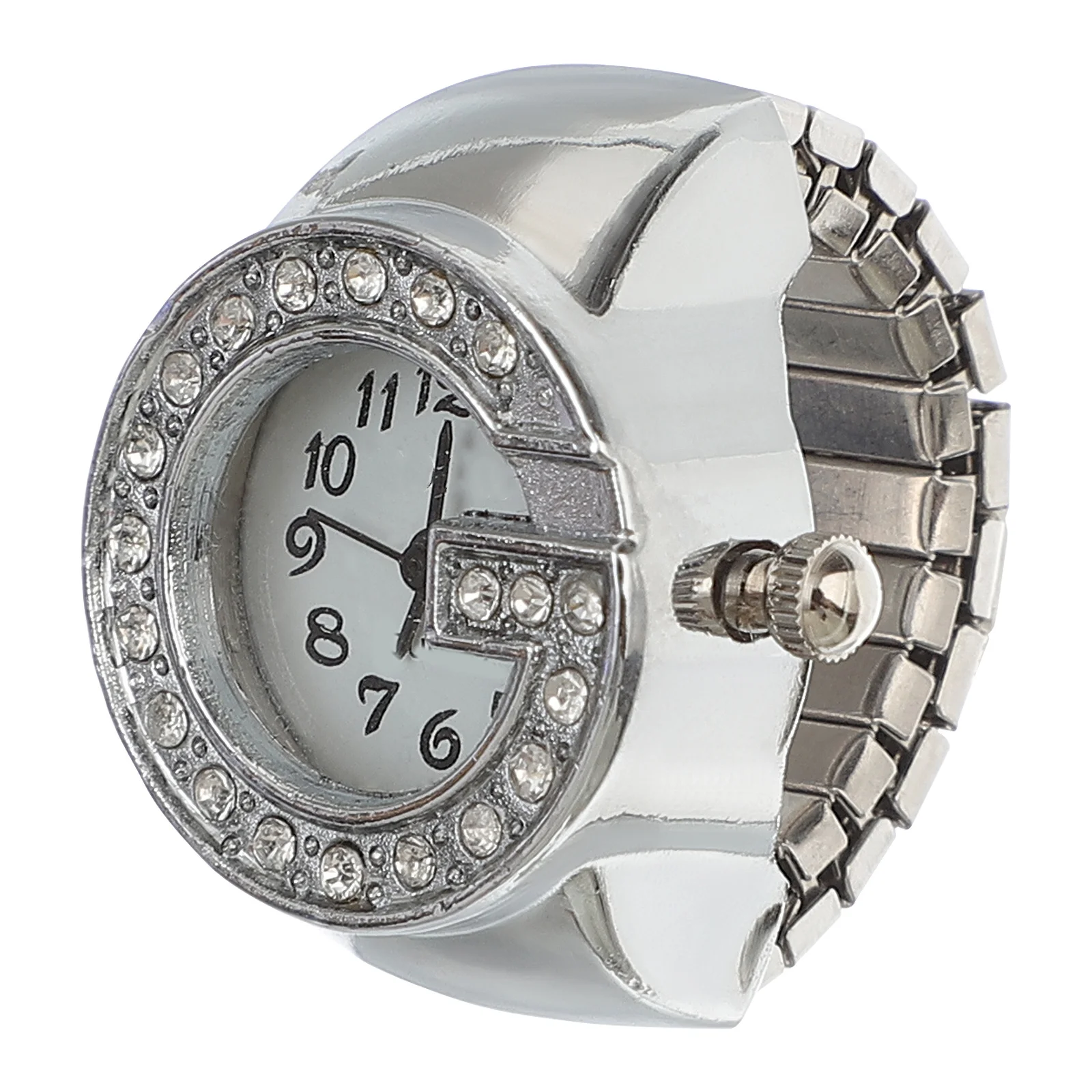 1 قطعة ساعة كرتونية لامعة صغيرة سبيكة إصبع ساعة للأزياء كوارتز ساعة هدية خفيفة الوزن مريحة يمكن ارتداؤها