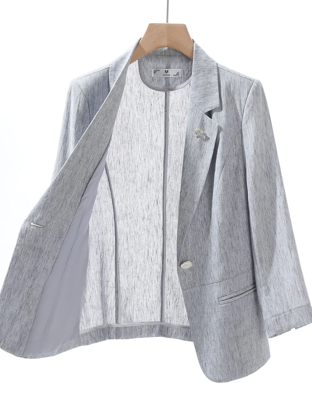

Elegant Women's Suit Jacket Casual Fashion Design Seven-Quarter Sleeve Small Western Clothes Commute Style Polyester Fiber
