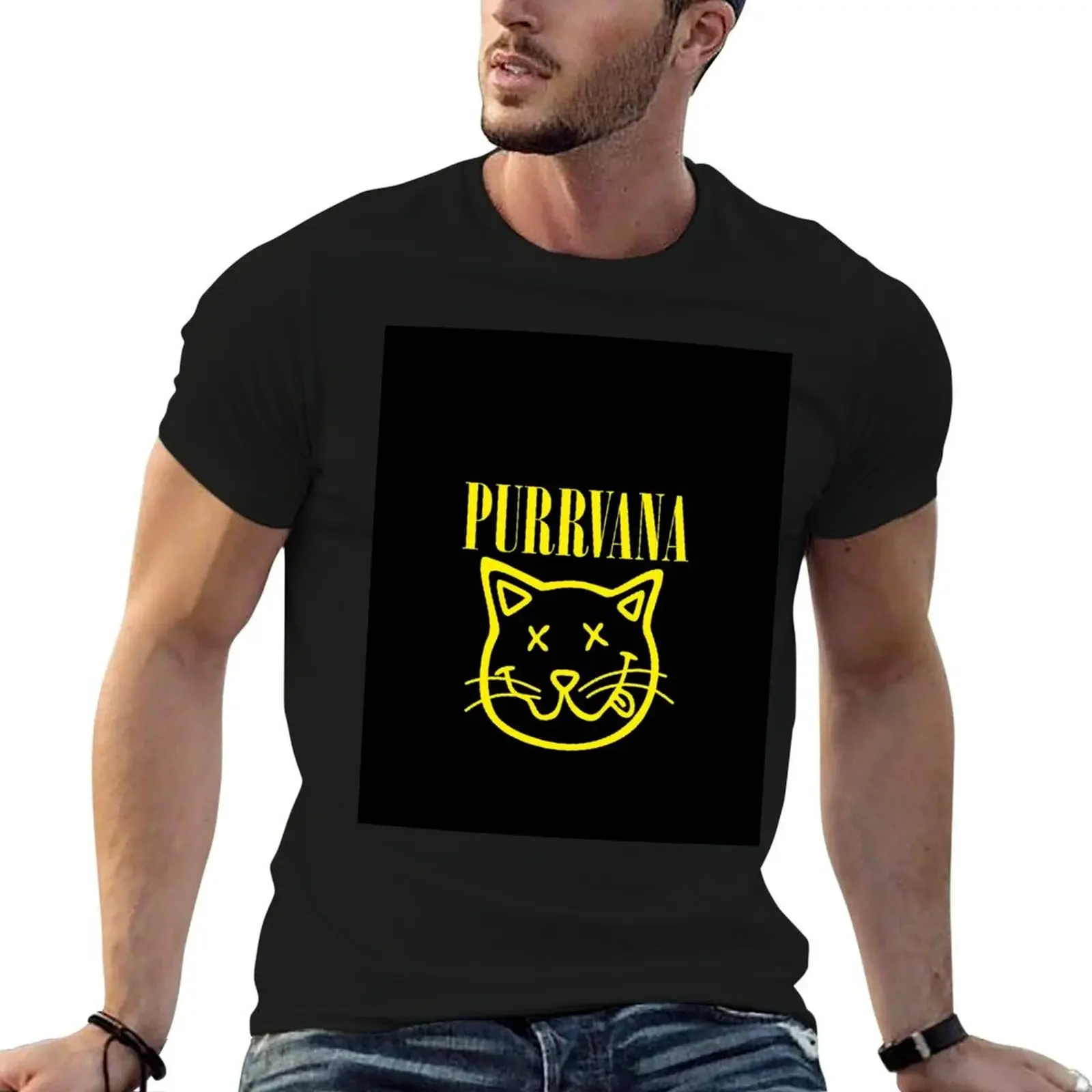 Purrvana Fitted Scoop T-Shirt rapper graphic tees new edition customs croswit shirt man mens t shirts top quality