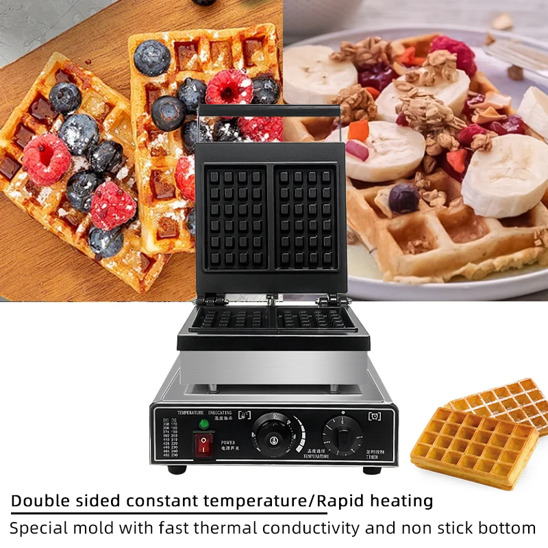Hot Selling Commercial Electric Waffle Machine Two Thick Plaid Muffin square Bread Machine Creative Sandwich Dim Sum