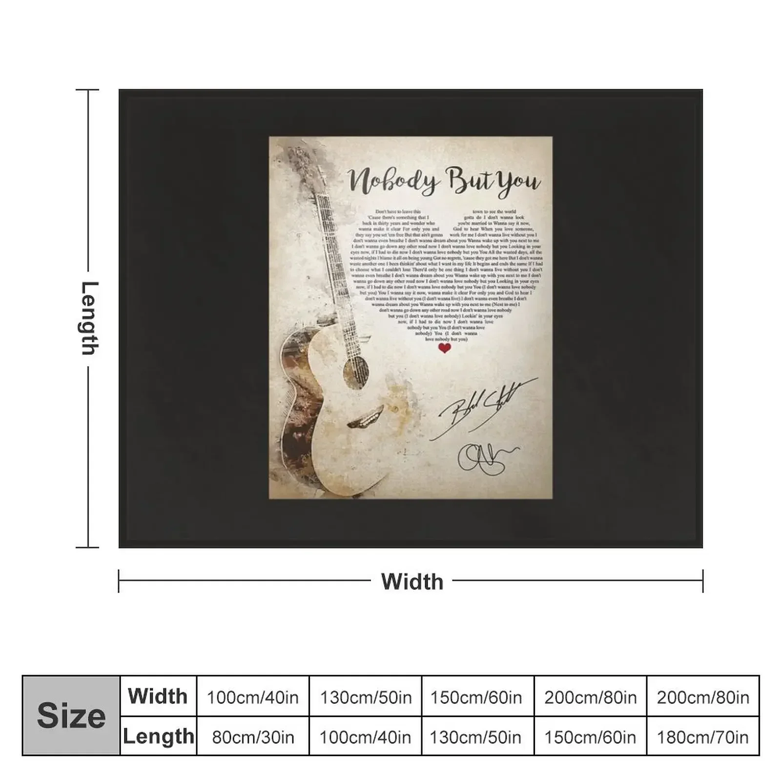 Nobody But You Lyrics Blake Shelton Signature Poster Throw Blanket Decorative Beds Soft Beds Blankets