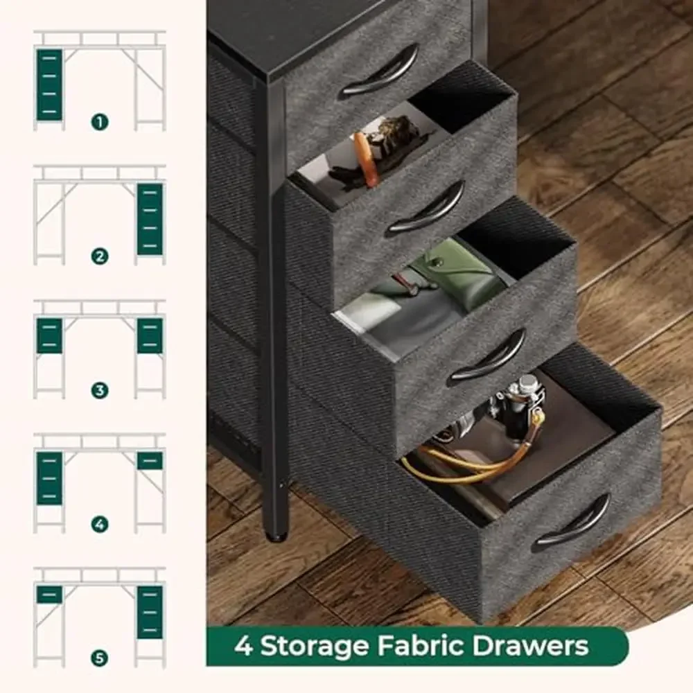 Computer Desk Gaming Desk LED Lights Power Outlets Storage Space 47"  4 Drawers Shelves USB Ports Monitor Stand Easy