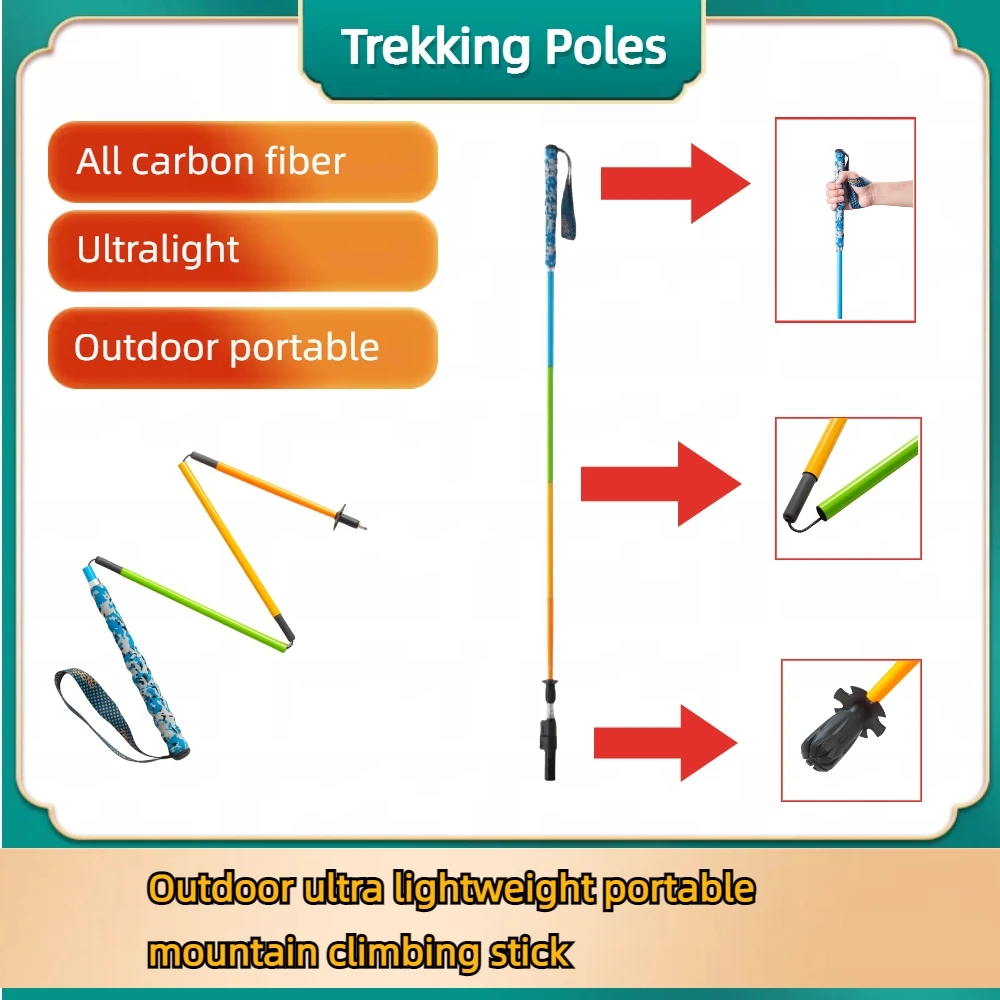 Colorful Trekking Poles Hiking Sticks Nordic Walking Sticks Cane Climb Replacement Alpenstock Outdoor Camp Hike Protector CapTip