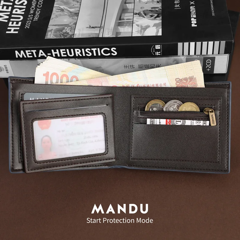 MANDU hot wallet men senior sense fashion business wallet multi-functional RFID wallet man