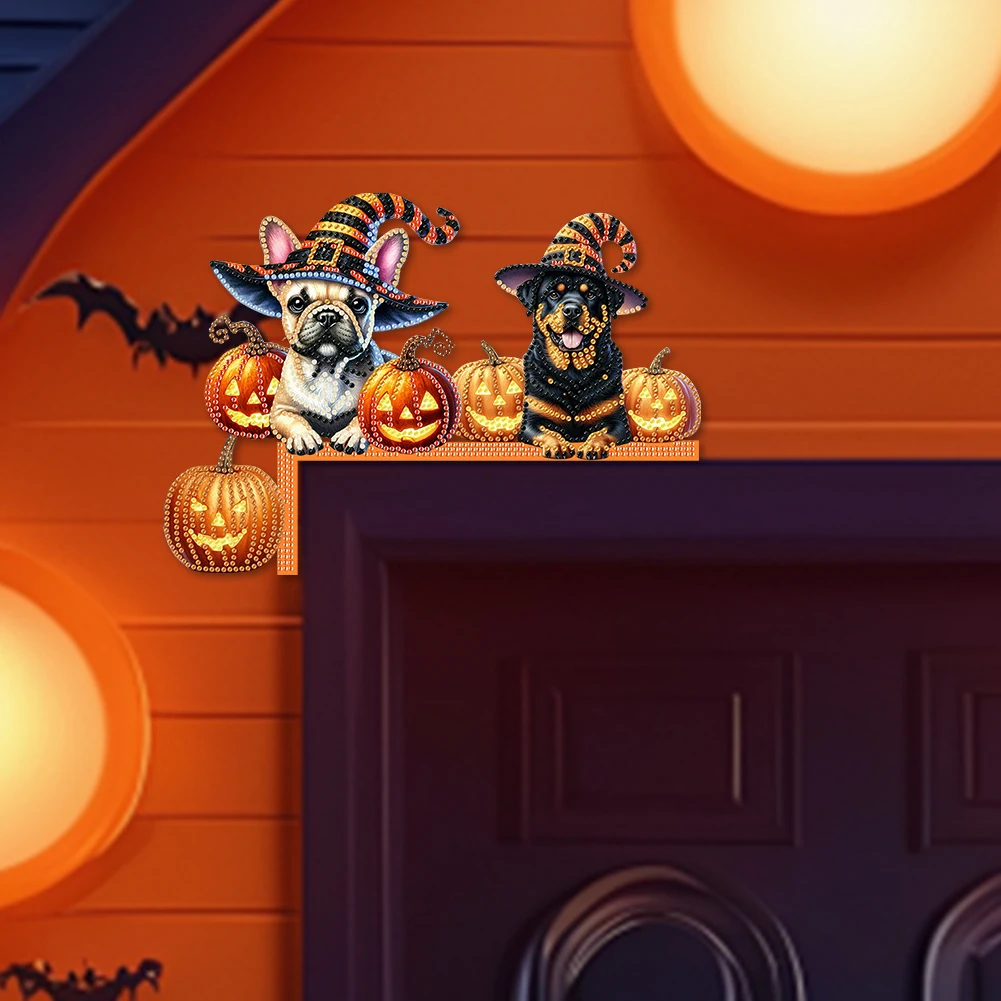 

Halloween Dog Diamond Art Door Right Angle Sign for Indoor Outdoor Wall
