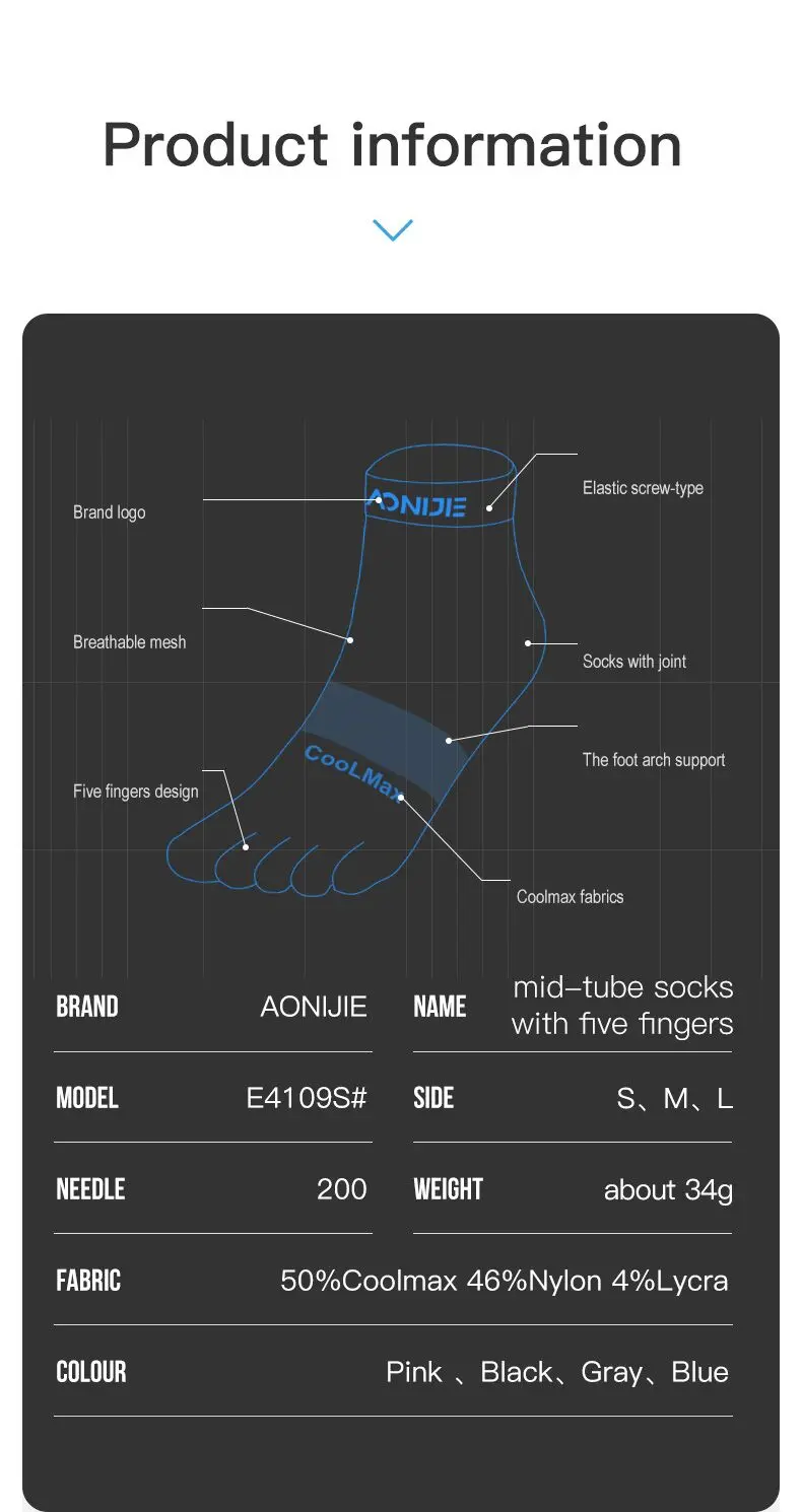 AONIJIE E4110 One Pair Lightweight Low Cut Athletic Toe Socks Quarter Socks For Five Toed Barefoot Running Shoes Marathon Race