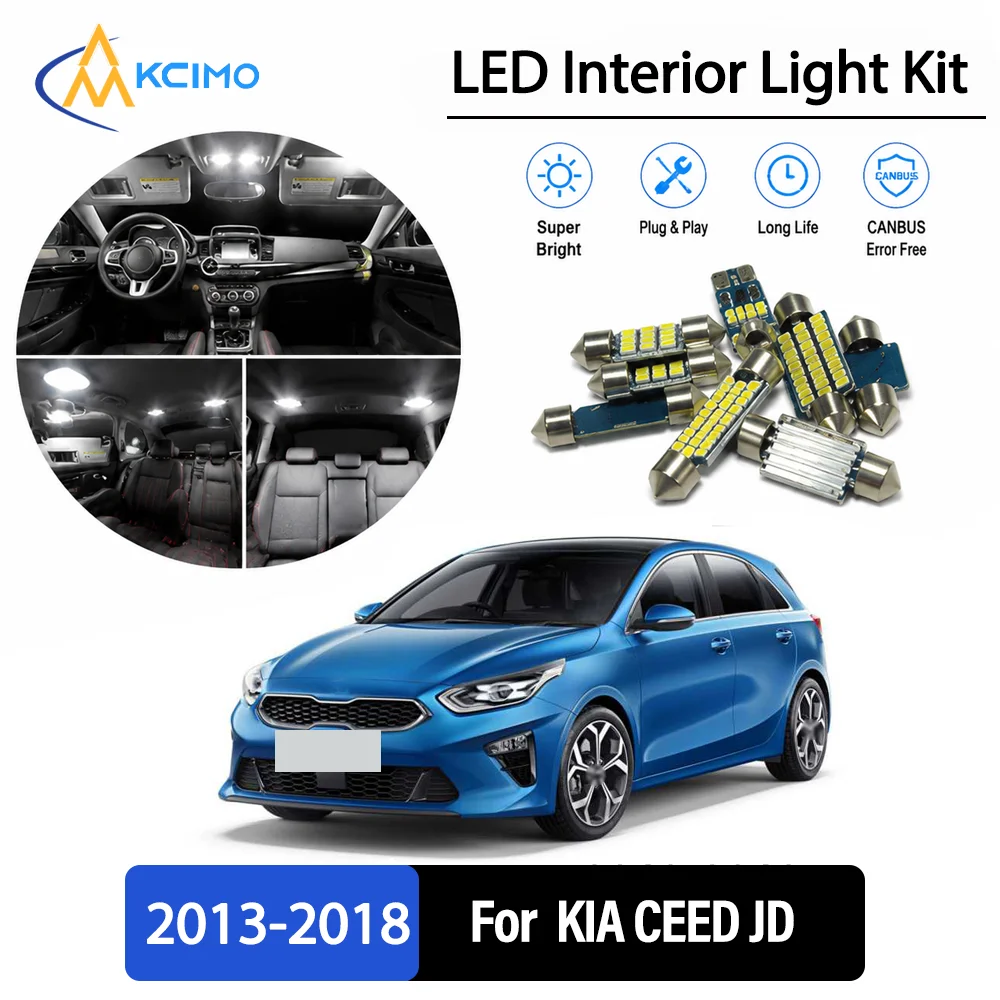 For  KIA CEED JD 2013-2018 2014 2015 Premium No-Wire Continuous Glow Auto Interior LED Bulb Remodel Set Cabin Refit Lamps