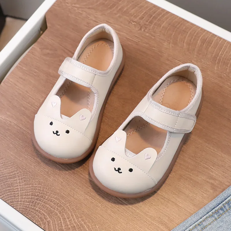 Spring Baby Girls Shoes Embroidered Cartoon Bunny High Quality Arch Insole Children\'s Flats Mary Jane Little Kids Casual Shoes