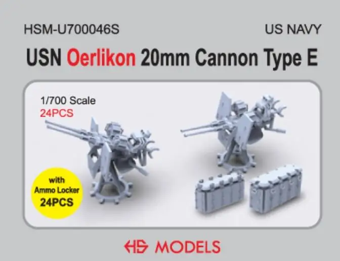 HS-MODEL U700046S 1/700 USN Oerlikon 20mm Cannon Type E