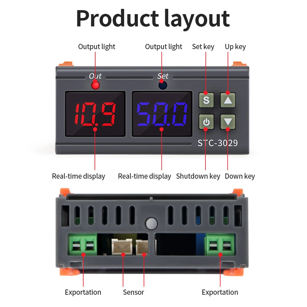 Digital Soil Moisture Controller 220V Soil Humidity Sensor Thermostat Temperature Humidity Incubator Controller STC-3029 3030