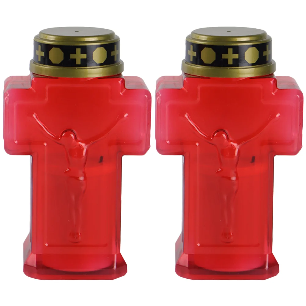 

2 Pcs Memorial Electronic Religious Candles Electric Solar Taper