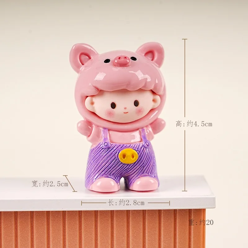 การ์ตูนราศีจีนFigurinesของเล่นเครื่องประดับเรซิ่นน่ารักบ้านตุ๊กตาMini Office Desktopตกแต่งรถเด็กน่ารักของขวัญ