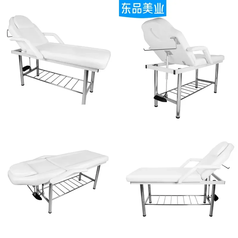 Foldable Massage Table for Spa Salon Portable Physiotherapy Bed with Embroidered Cushion Adjustable Beauty Treatment Couch