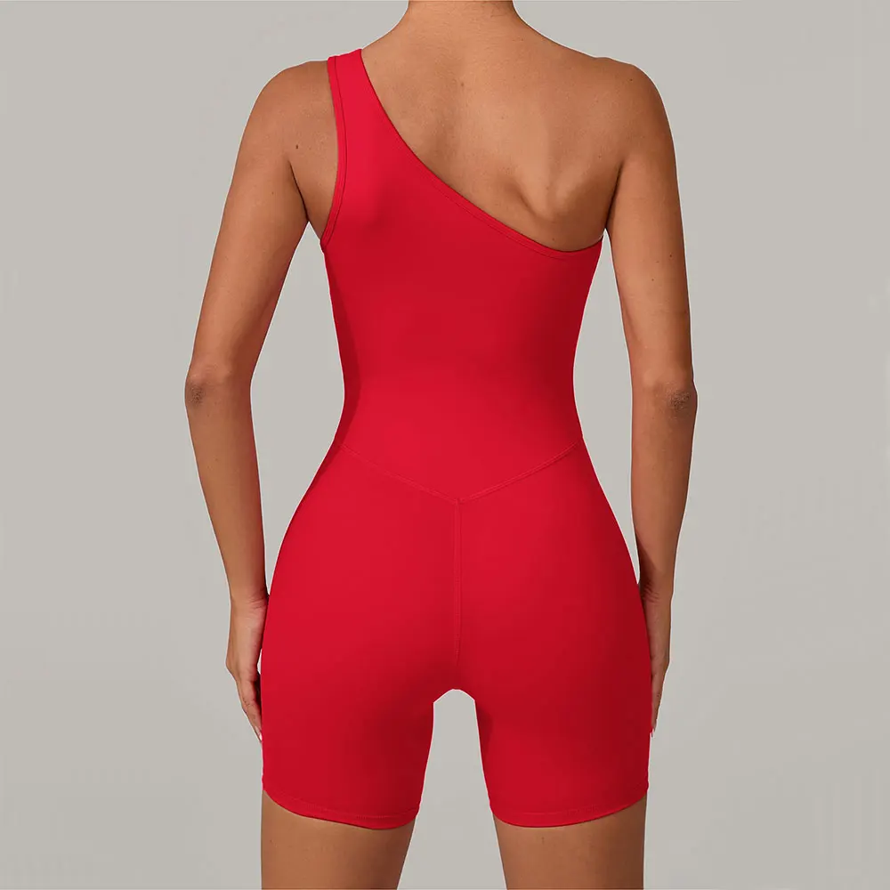 

One Shoulder Jumpsuit Women's Fitness Suit Short Sets Sports Overalls for Woman Tracksuit Yoga Clothing Gym Workout Sportswear