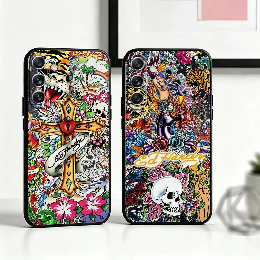 Ed H-Hardy Love Kills Slowly Phone Case For Samsung Galaxy A73,A72,A71,A70,A53,A52,A51,Others Soft Black Cover