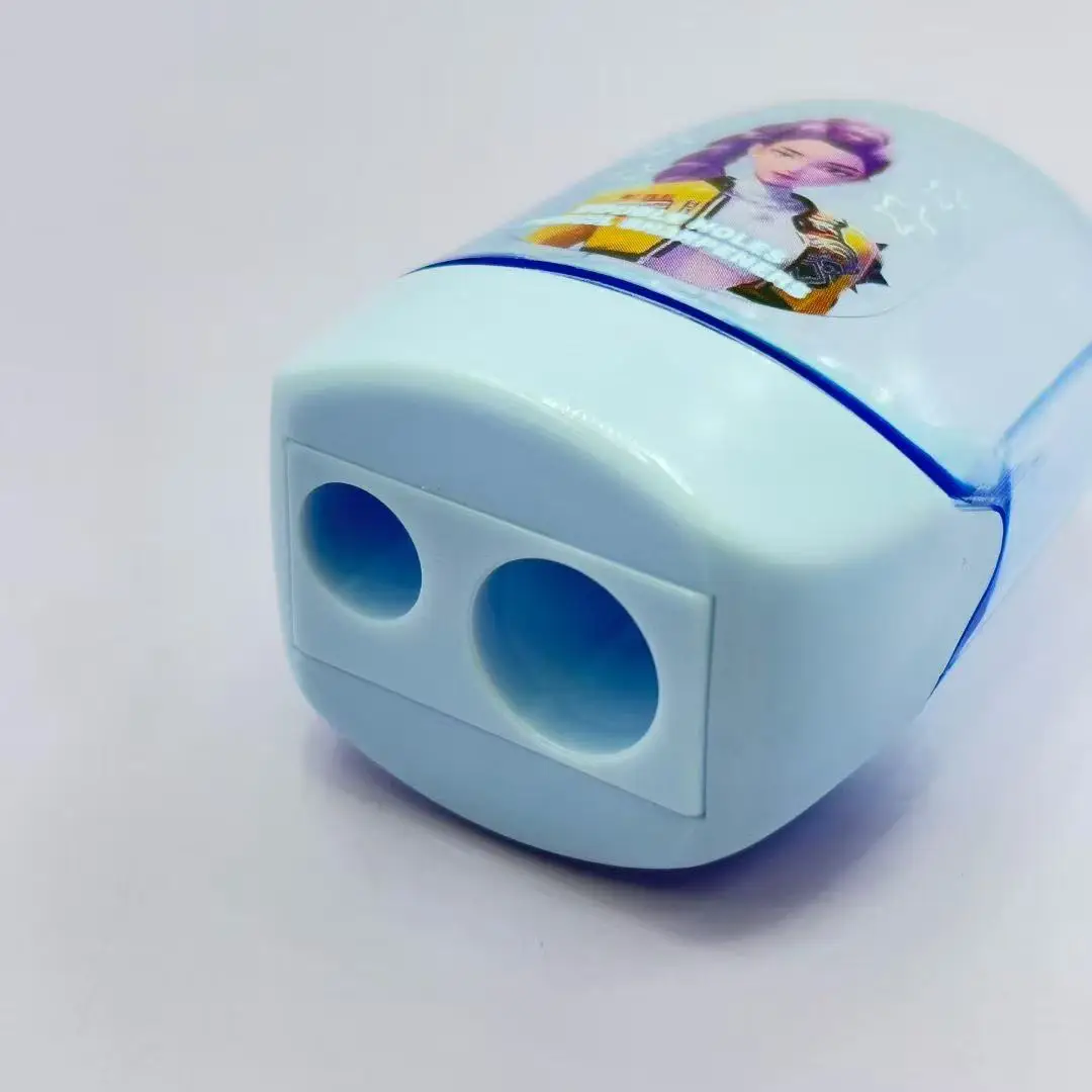 4 قطعة لمبراة أقلام الرصاص Kpop Demon Hunters مع غطاء ثقوب مزدوجة مبراة أقلام يدوية ملونة مدمجة لطلاب المدارس #6