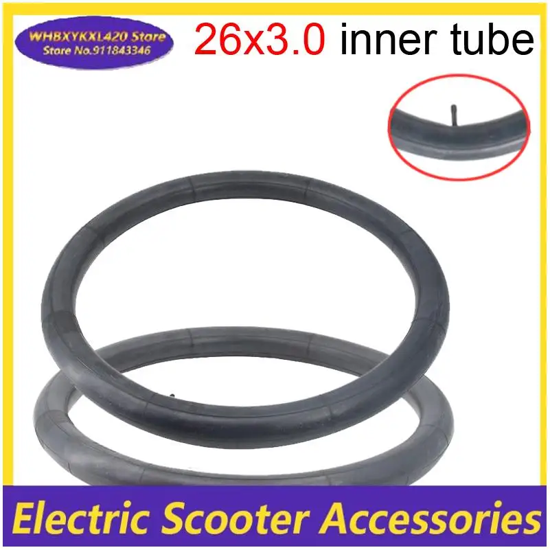 Beach Bike 26 X 3.0 Bicycle Inner Butyl Tube Suitable for Snow Bike Beach Bike Black Tire