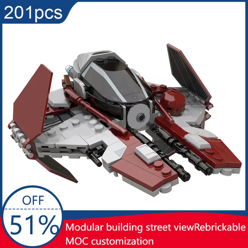 New 201Pcs Space Military Custom MOC Eta-2 Interceptor Obi Wan's SpaceShip Battle DIY Model Architecture Assembly Model Toy Gift