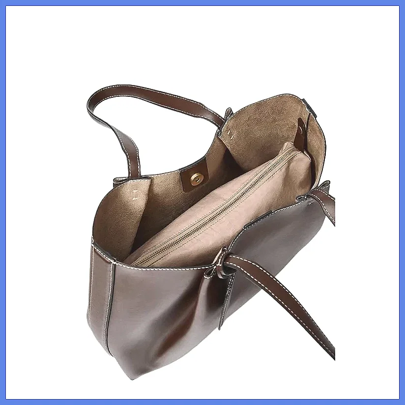Fashionable Solid Color Tote Bag for Women, Top Handle Simple Shoulder Bag, Luxury Design Clip Closure handbag women bag image 2