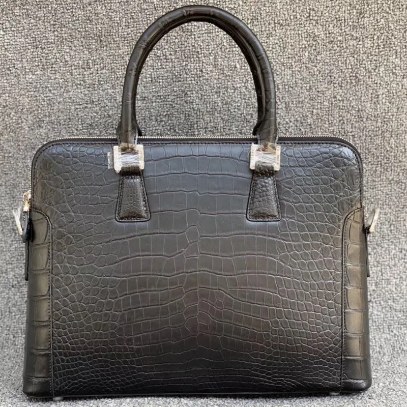 Men's Fashion Thai Real Crocodile Business Briefcase Casual Belly Leather Shoulder Trendy Diagonal Cross сумка мужская портфель