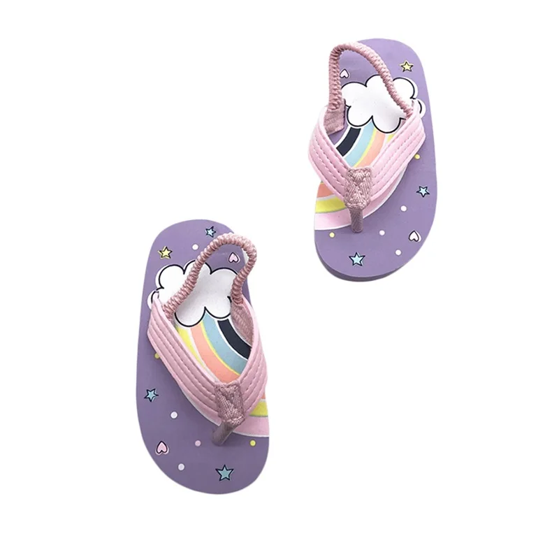 Tongs d'été coordonnantes pour filles, sandales à glissière de dessin animé, chaussures plates à séchage rapide pour les vacances à la plage