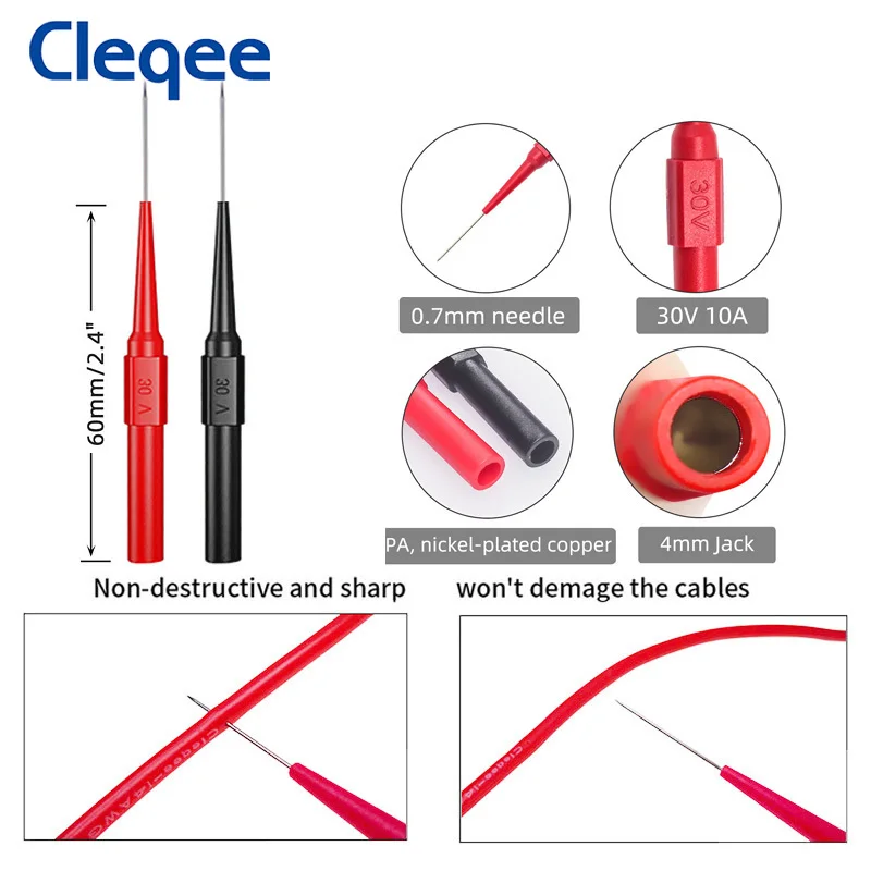 Cleqee P1600C 24PCS Multimeter Probe Test Leads Kit Automotive Probe Set IC Test Hook Alligator Clips kits