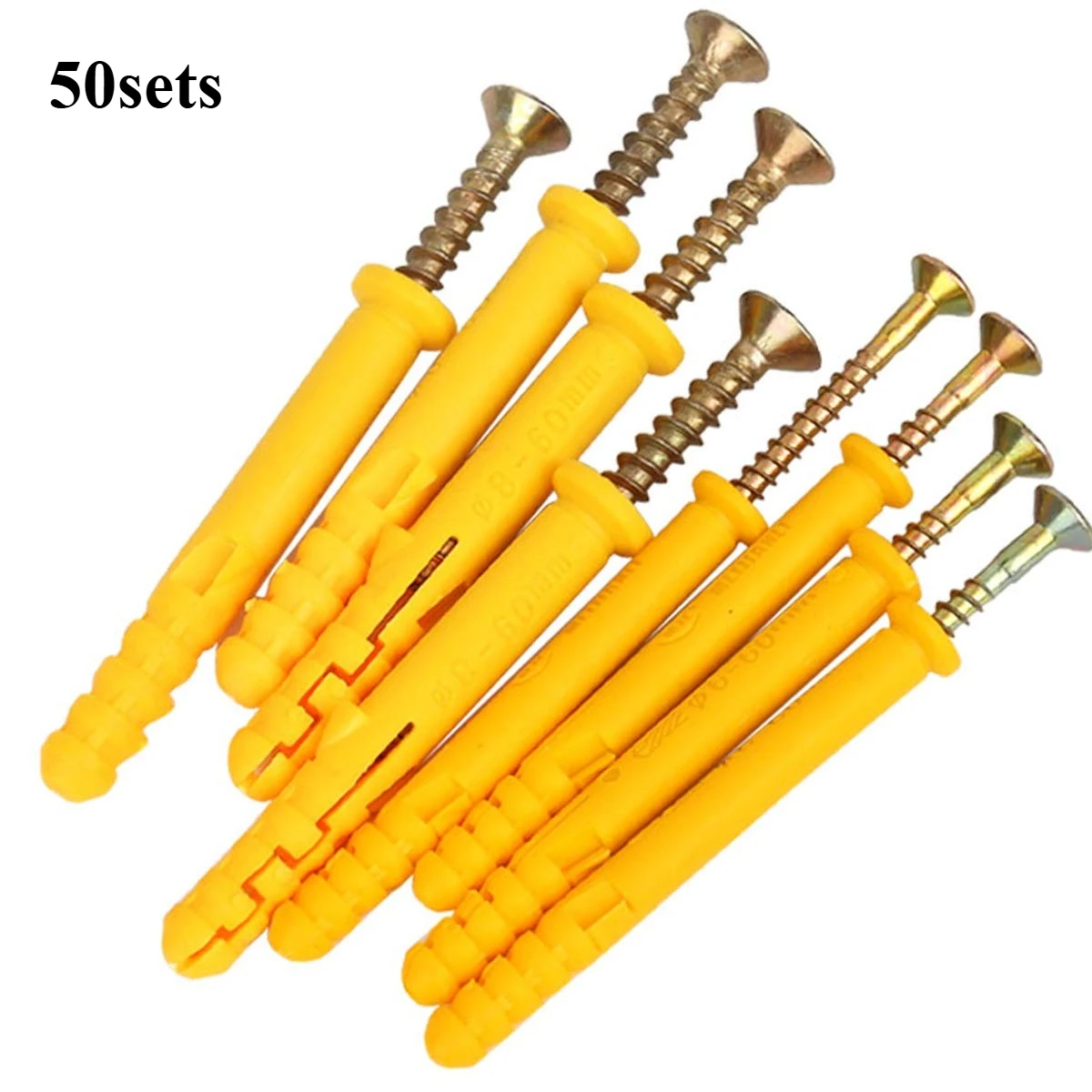 Kit de sortimento de âncora e parafuso para drywall de 100 peças - 50 âncoras de parede de plástico e 50 parafusos de cabeça plana Philips