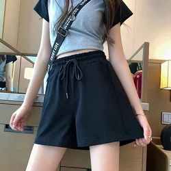 Sports Pants Wide Leg Shorts Solid Color Shorts Loose Casual High Waist Bottoms Summer Fashion Hot Pants Elastic Waist Shorts