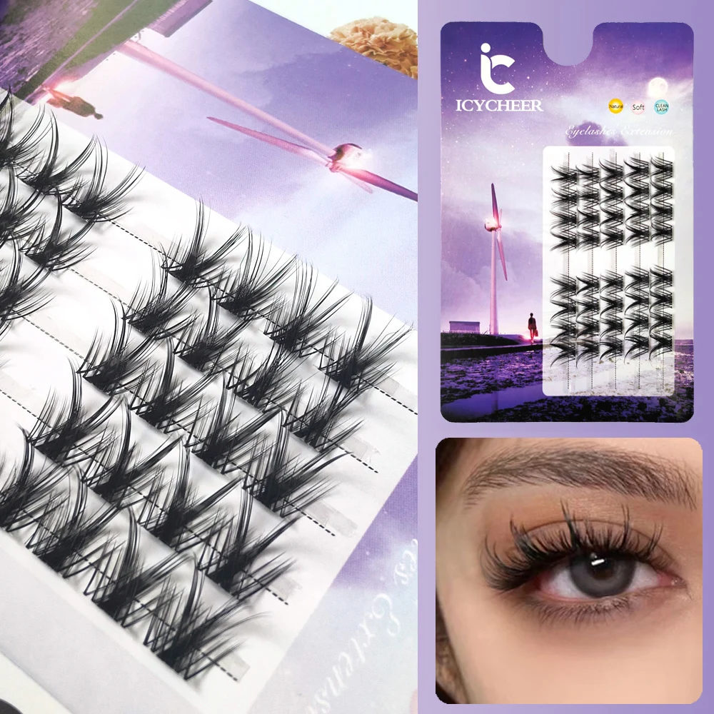 Estensione ciglia segmentate 3D a forma di V Soft Individual Premade Volume Fan Lashes Cilla Eyelash Faux Mink Long Thick