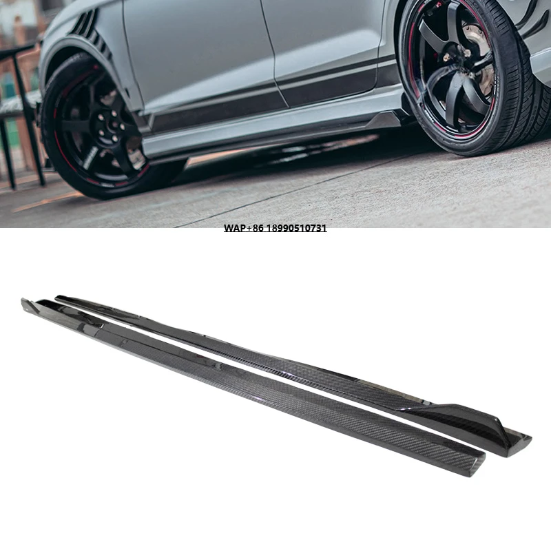 

RS3 Dry Carbon Fiber Car Side Skirts Bumper Extension Lips Splitter Auto Side Skirts for A3 S3 RS3 2017-2019