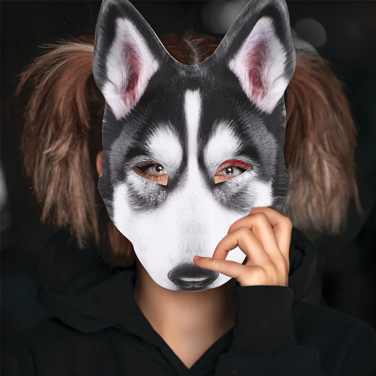 

Dog Head Mask Realistic Animal Full Face Costume For Halloween Carnival Party Masquerade Cosplay Felt Wolf Fox Rave