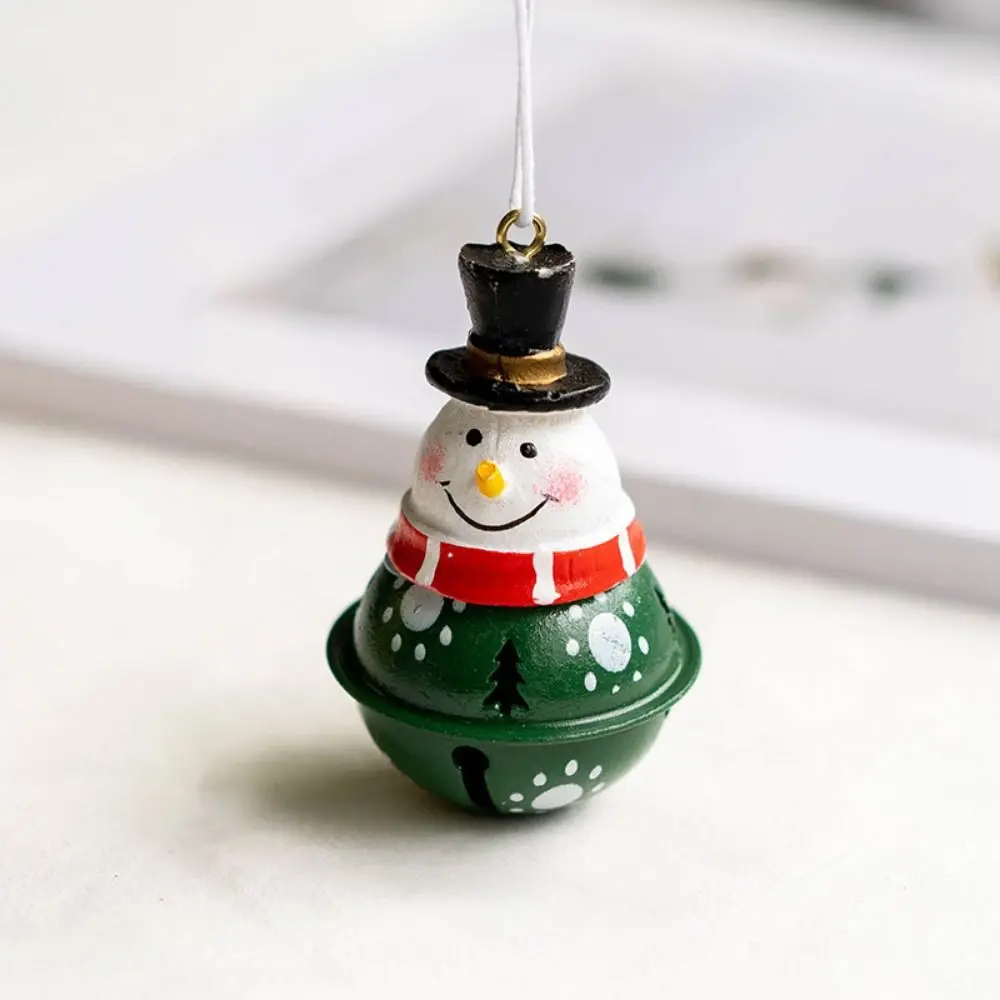 Cute Christmas Santa Bell Pendant Hanging Iron Art Snowman Bell Pendant Rust-proof Xmas Tree Ornaments Home Decor