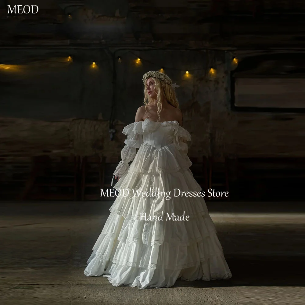 

MEOD Sweetheart Wedding Dress Tiered With Lace Vestido De Novia Off The Shoulder A Line Vingate Vestidos Elegante Customized