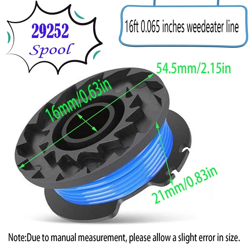 29252 29092 String Trimmer Replacement Spool Line For Greenworks 24V 40V 80V Weed Eater Cordless Trimmer(8 Spool, 2 Cap)