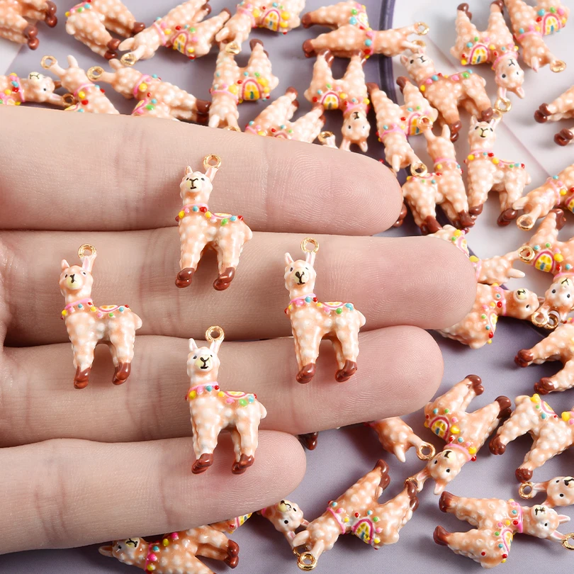 6개 세트 합금 동물 시리즈 벌 소시지 개 알파카 펭귄 펜던트 수제 DIY 맞춤형 목걸이 귀걸이 액세서리