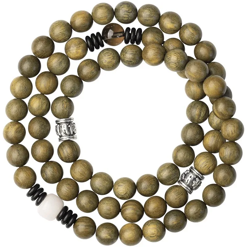 Grünes Sandelholz Buddhistische Gebetsperlen 108 Perlen Armband Mehrlagiges Wickelarmband für Männer und Frauen 2026 Stil Geschenke