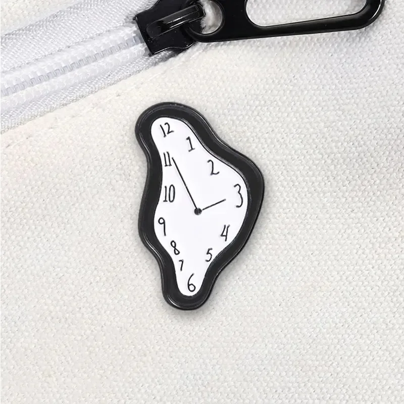 Surreal Melting Clock Enamel Pin Dali Style Time Art Brooches Creative Abstract Design Lapel Badge Backpack Jacket Accessory