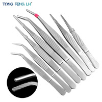 Stainless Steel Tweezers Serrated Curved  DIY  Thickening  125--180mm Straight Elbow with Teeth Gardening Clip