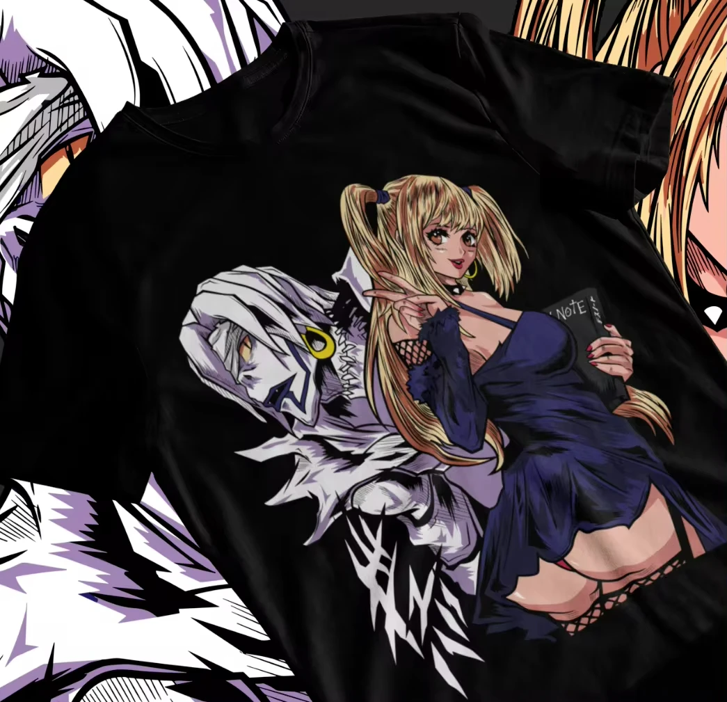 Japanese Anime Death Note Misa Amane T- Shirt Manga Anime Black/White Shirt Soft Tee Women and Men Breathable and Soft