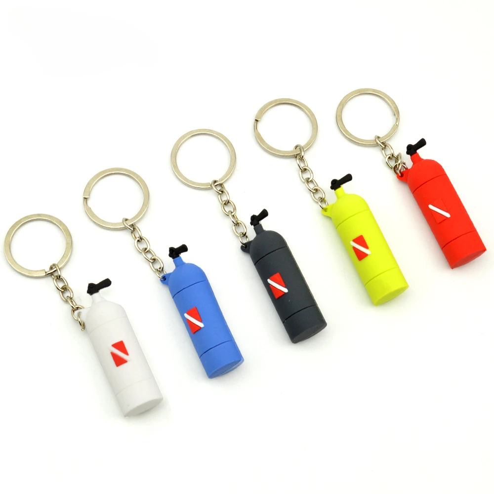 Silicone Scuba Keychain Diving Oxygen Bottle Keychain Keyring Souvenir Gift