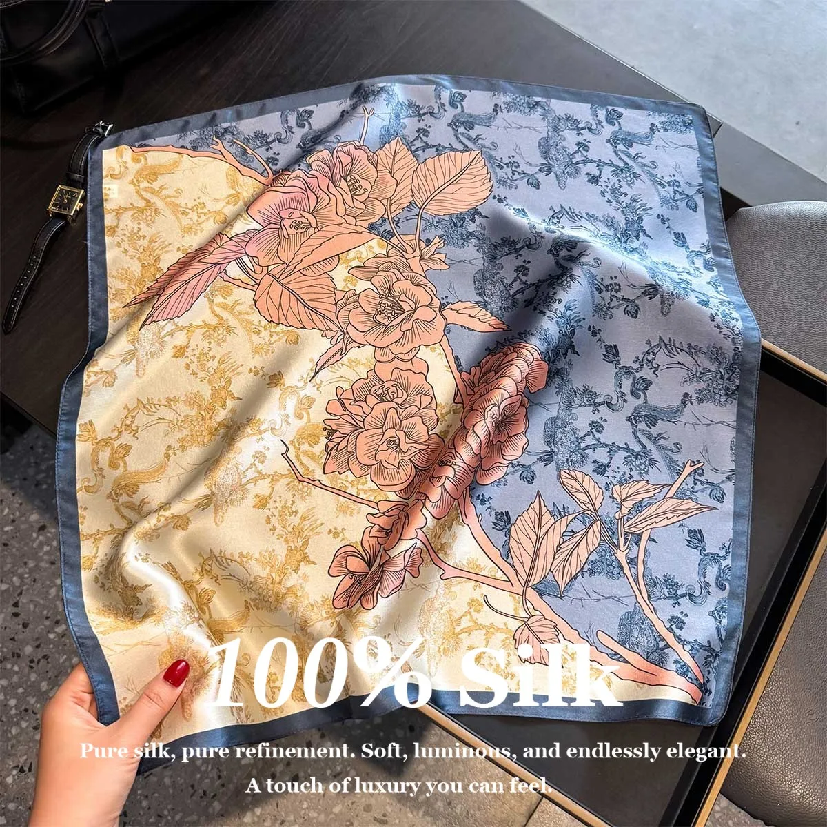 

Новый летний роскошный квадратный платок из 100% натурального шелка для женщин: защита от солнца, шаль, фулярд, хиджаб, накидка, бандана, буфанда, эшарп