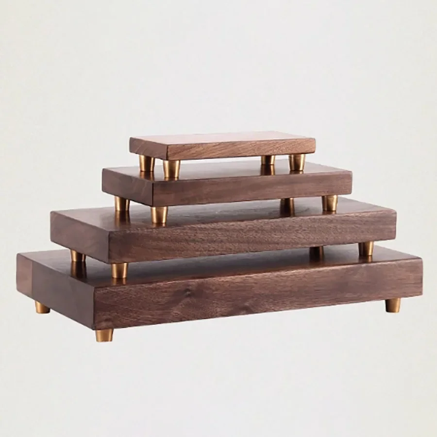 

Wood Desktop Walnut Jewelry Display Stand Bracelet Holder Cosmetics Organizer Perfume Littl Doll Showing Case Tray Plate