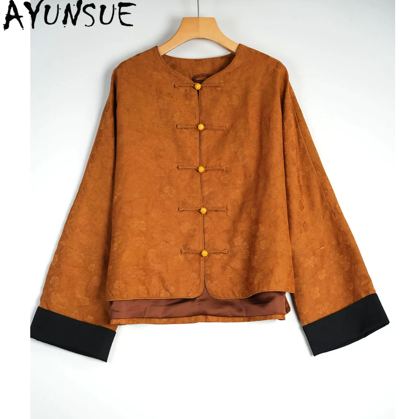 

AYUNSUE 100% Real Mulberry Silk Shirt Elegant Shirts for Women Summer Clothes Loose Fit Vintage Ladies Tops Long Sleeve Blusas