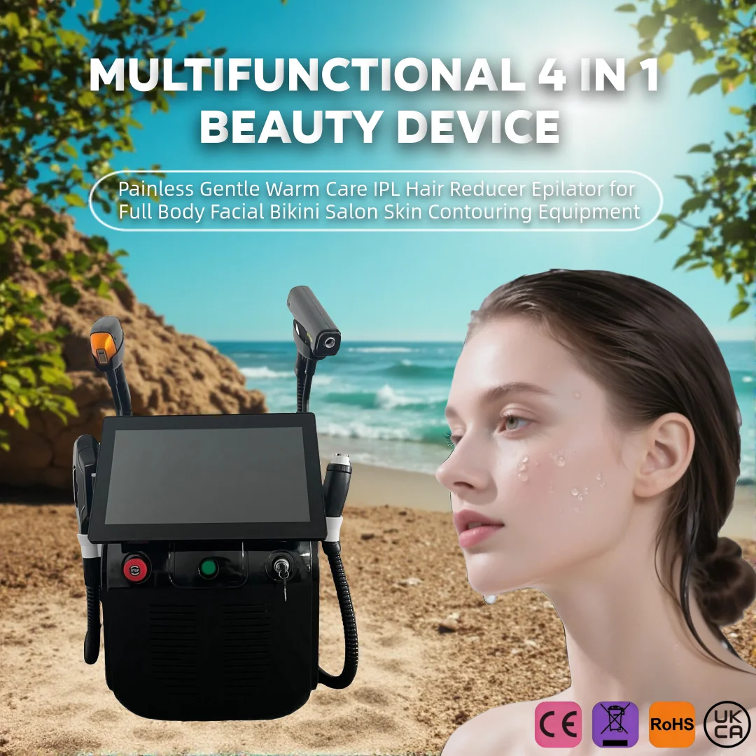 4 in 1 IPL Hair Remover Multifunctional Salon Beauty Equipment Ice Cooling Hair Reducer for Full Body Facial Bikini Gentle Skin