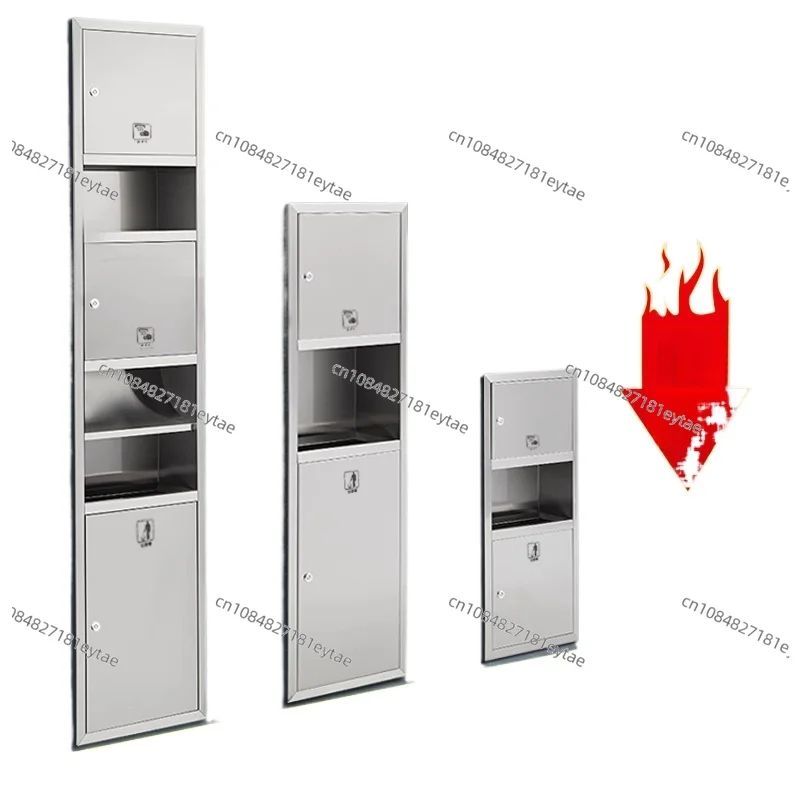 Stainless Steel Built In 3 in 1 Trash Can Paper Towel Holder for Hotel Bathroom