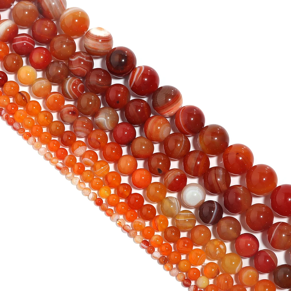 1 Strand Orange Natural Agate Loose Beads Gemstone Round Beads Natural Stone for Jewelry Making DIY 4/6/8/10/12mm